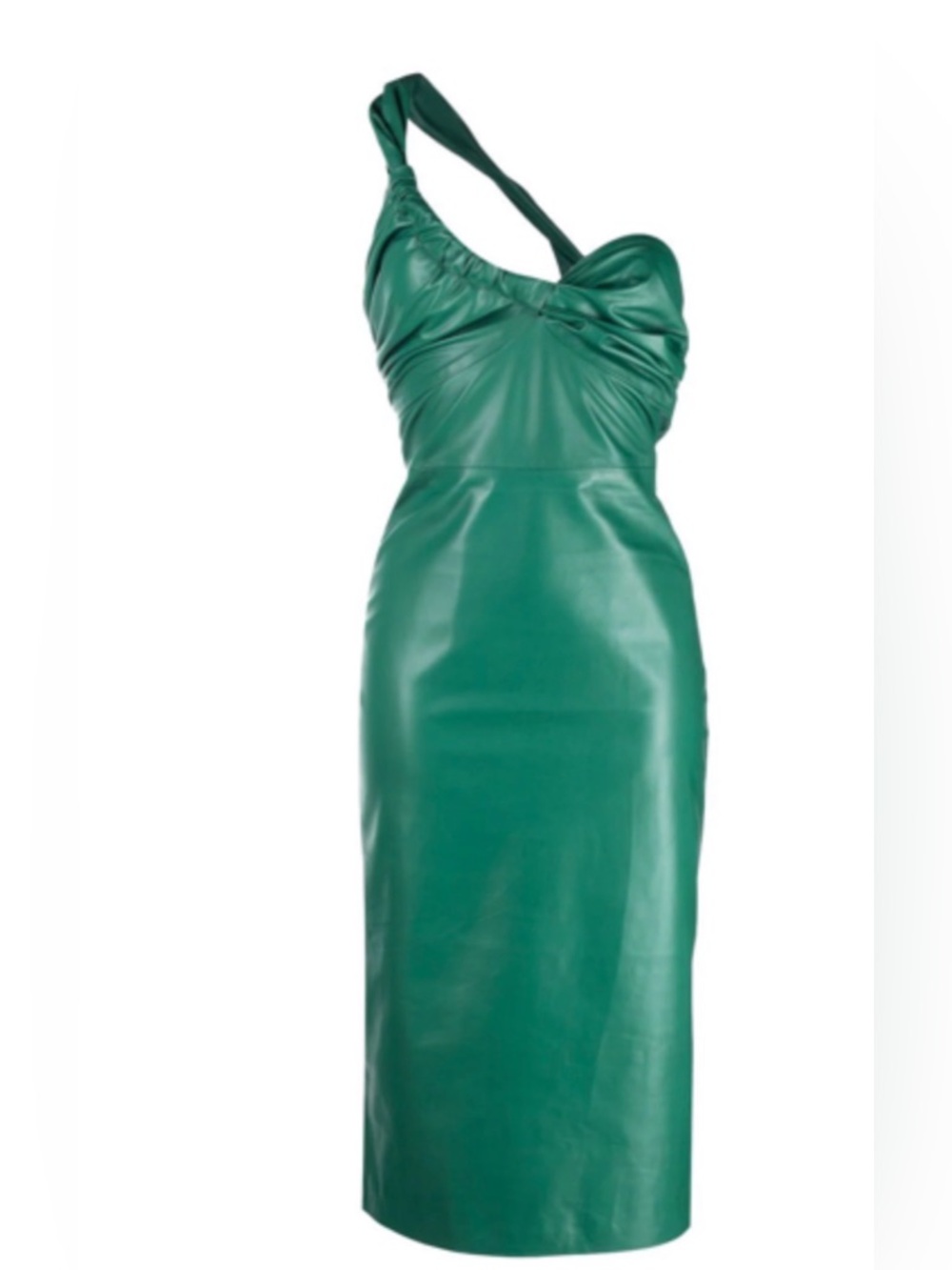 NWT Manokhi Green One-Shoulder Elsa Leather Midi Dress women’s size 38